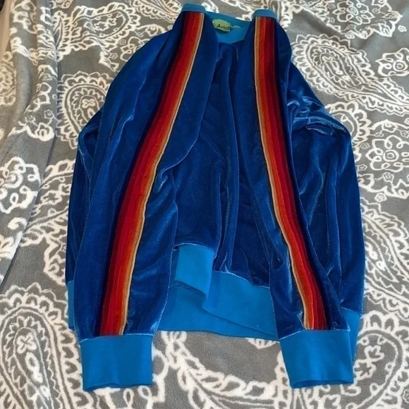 NWT Aviator Nation Classic Velvet Sweatshirt // Vintage Blue 5-Stripe - Picture 3 of 7